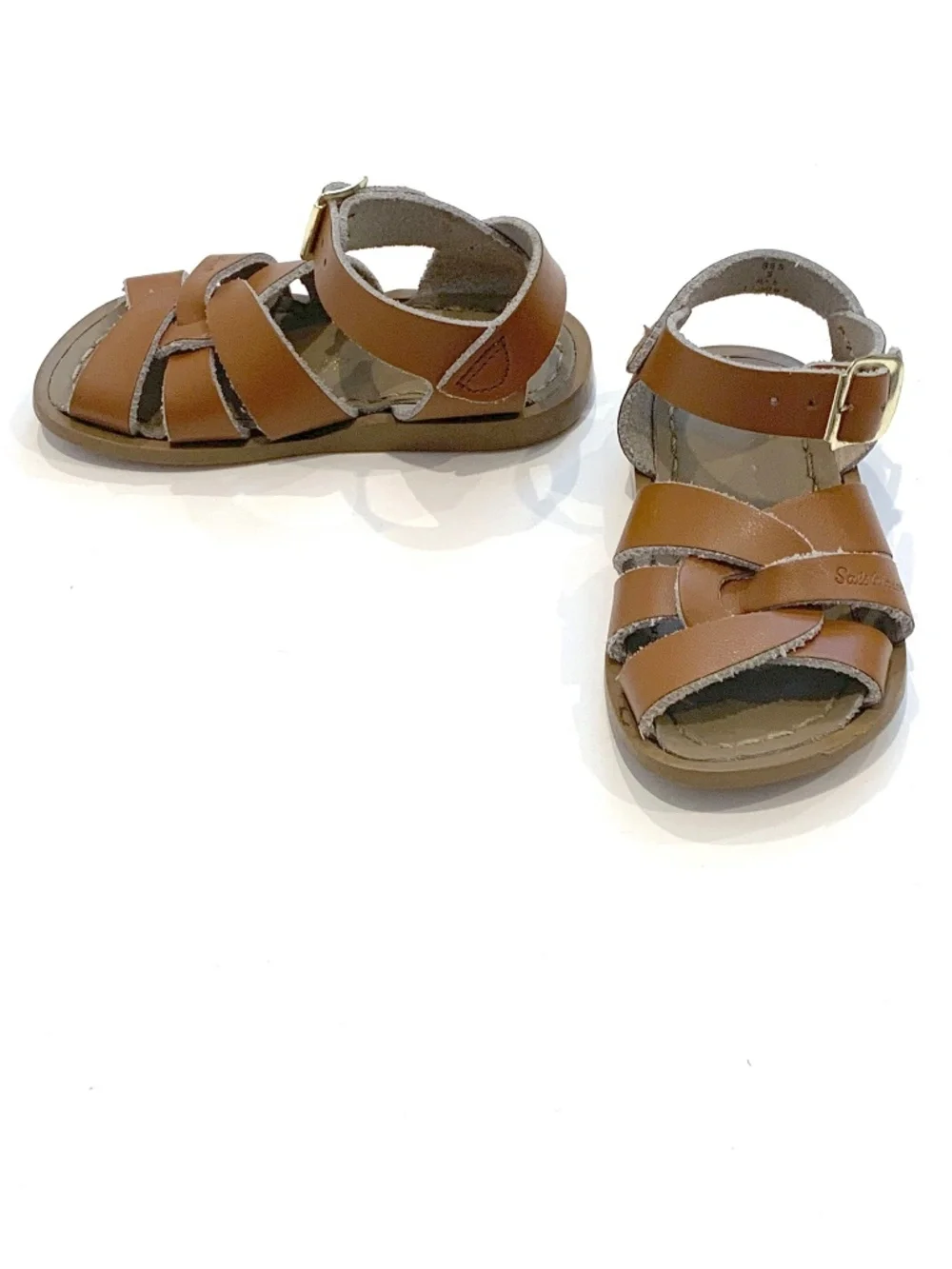Salt Water Original Sandals by Hoy Brown Leather Baby Toddler Size 5